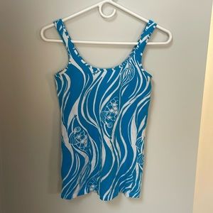 Lilly Pulitzer Joe Fish tabbie tank GUC sz small blue and white